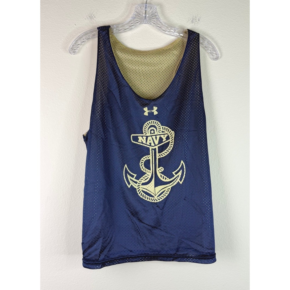 Under Armour Tank Top Mens S/M Navy US Naval Academy Mesh Anchor Training